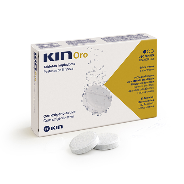 KIN ORO Tabletas limpiadoras de prótesis dentales efervescentes